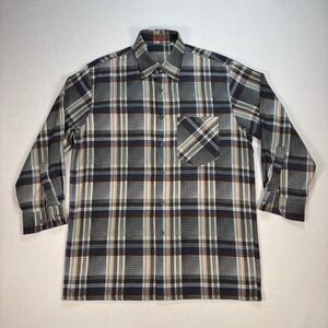 Missoni 3/4 Sleeve Shirt Men's M / 48 Multicolor Geometric Plaid‎ Pocket Italy